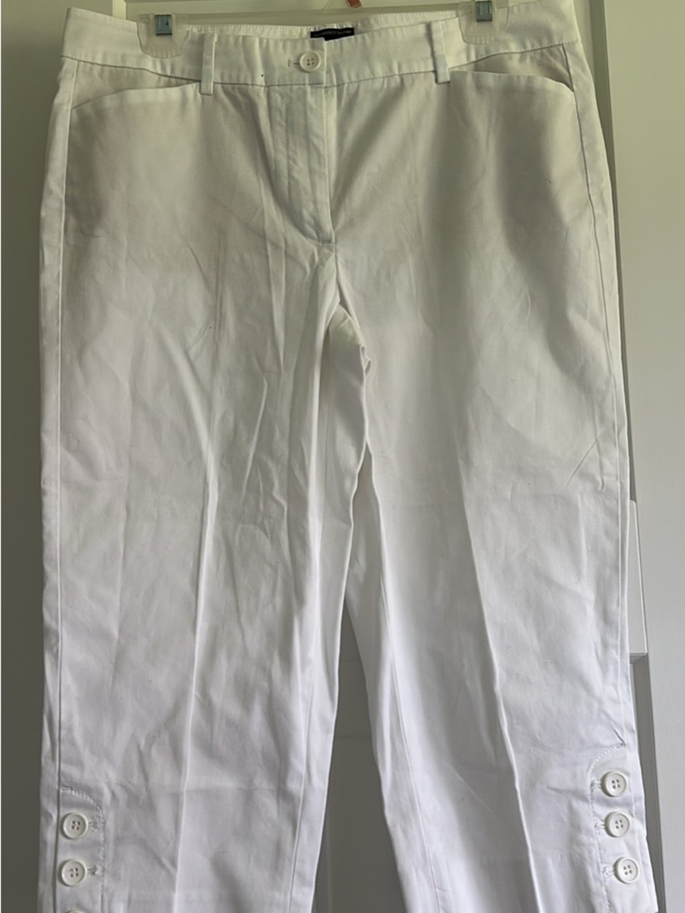Talbots White Capris with Button Cuff Detail